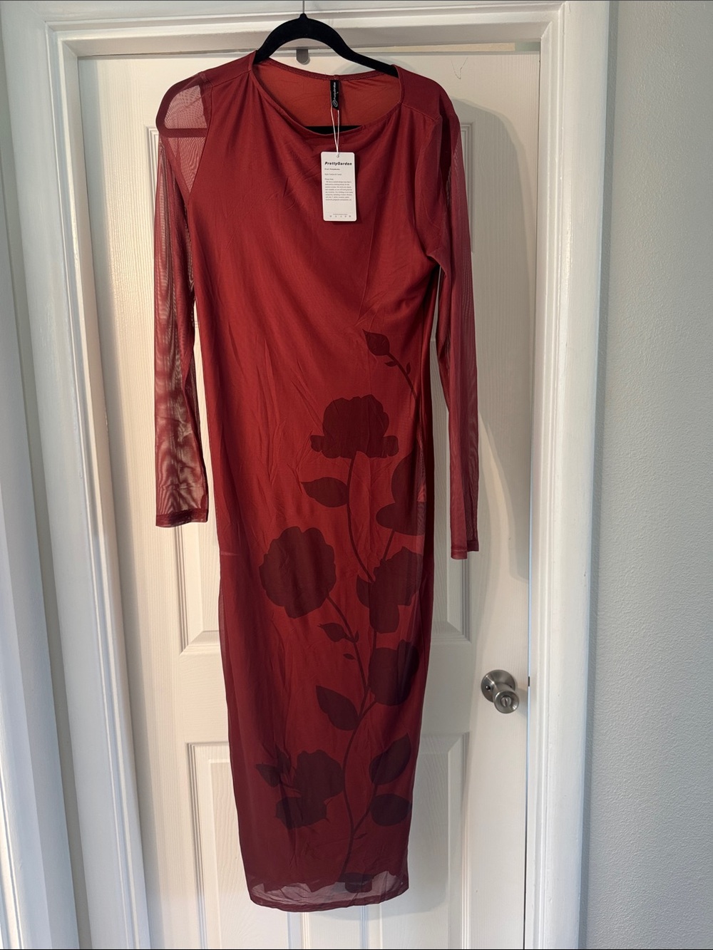 NWT Long Sleeve Floral Sheath Dress - Wine Red